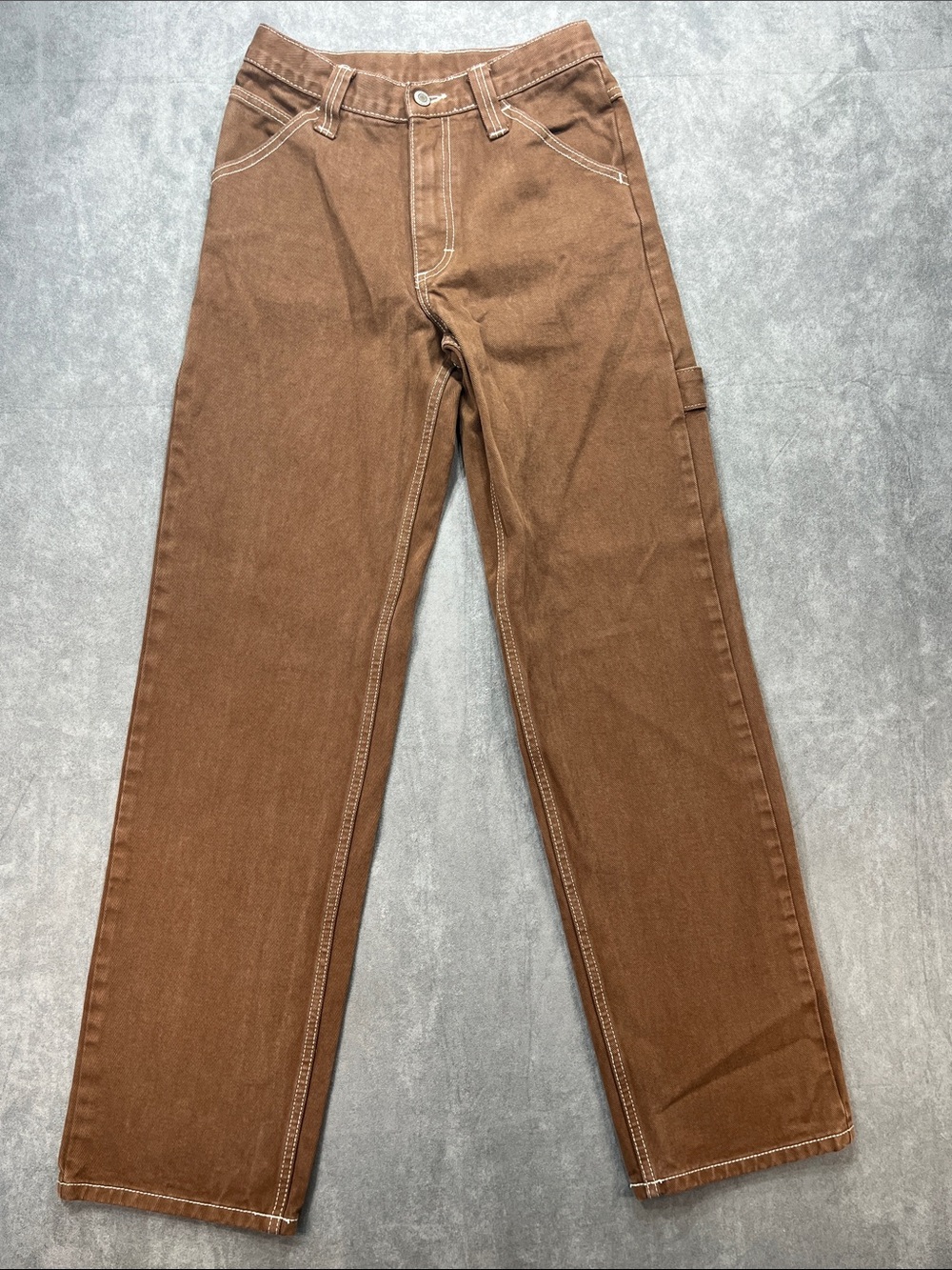 J Galt Brandy Melville Brown Carpenter Pants Contrast Stitch Size S